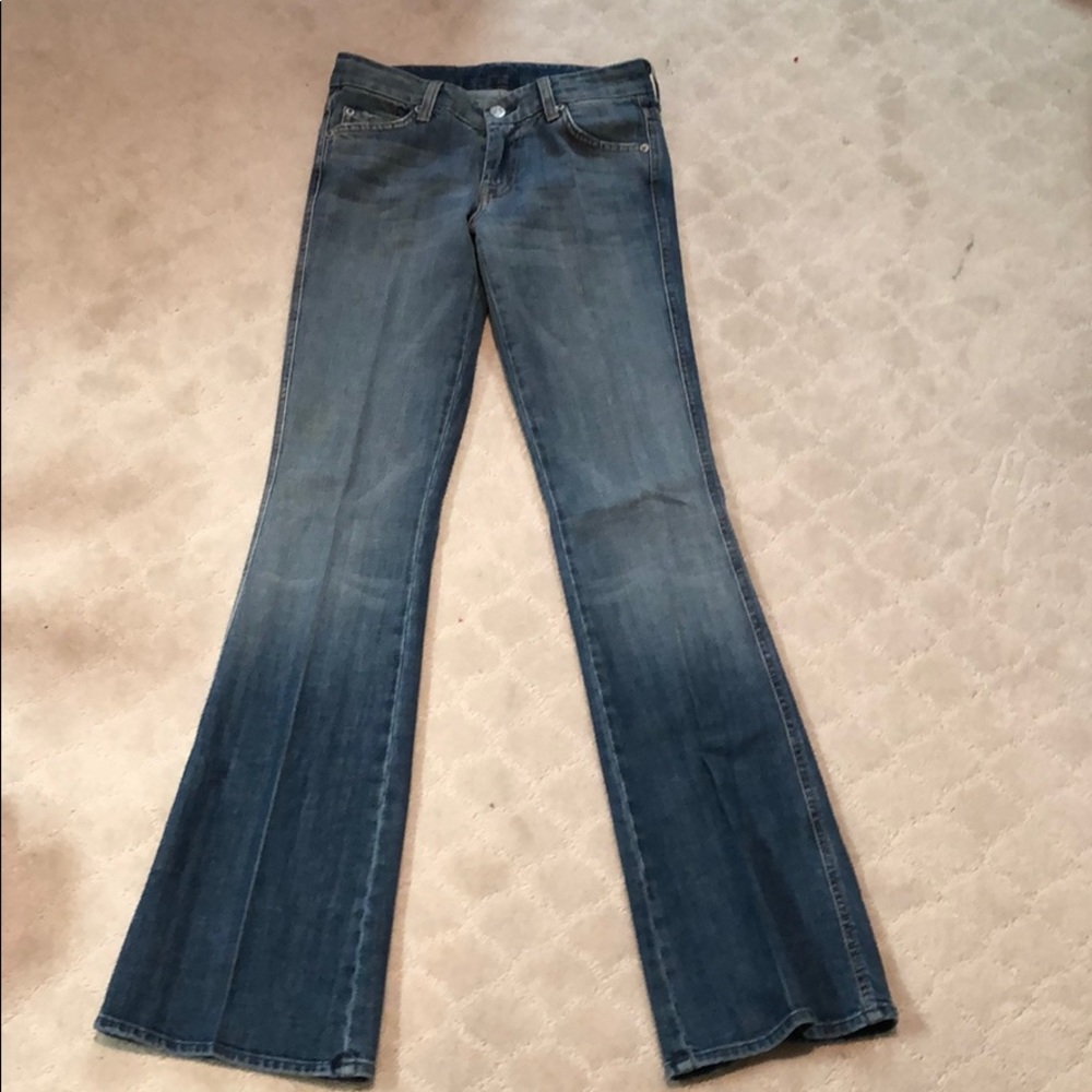 7 for all mankind light wash boot cut jeans.